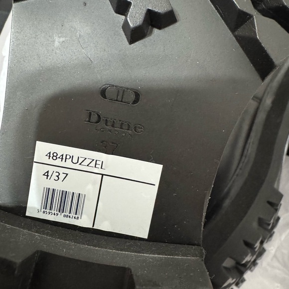 NEW Dune London Puzzel Leather Embellished Chain Ankle Boots Black - Picture 9 of 11